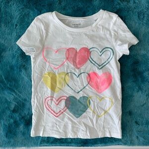 Carter’s Kid Girls Short Sleeve Hearts Graphic Tee Size 4